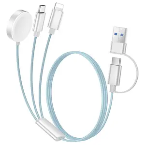 Temdan for IWatch Charger,3 in 2 USB C Cable for iPhone 16 Charger/Type C/Lightning Multi Charging Cable Travel Essentials PS/2 Cables Compatible with iWatch Ultra/SE/10-1&iPhone 16-12-4FT