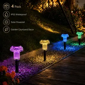 ROOMART [Viral Glow] Magic 5-Color Solar Garden Lights - Auto Color-Cycle Bubble Lens Path Lights, IP55 Waterproof & Solar Powered (Pack of 4) solarlight