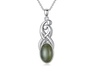 Natural Labradorite Celtic Knot Necklace Mother's Day Gifts Mother Son Daughter Grandmother Hug Necklace Sterling Pendant Jewelry