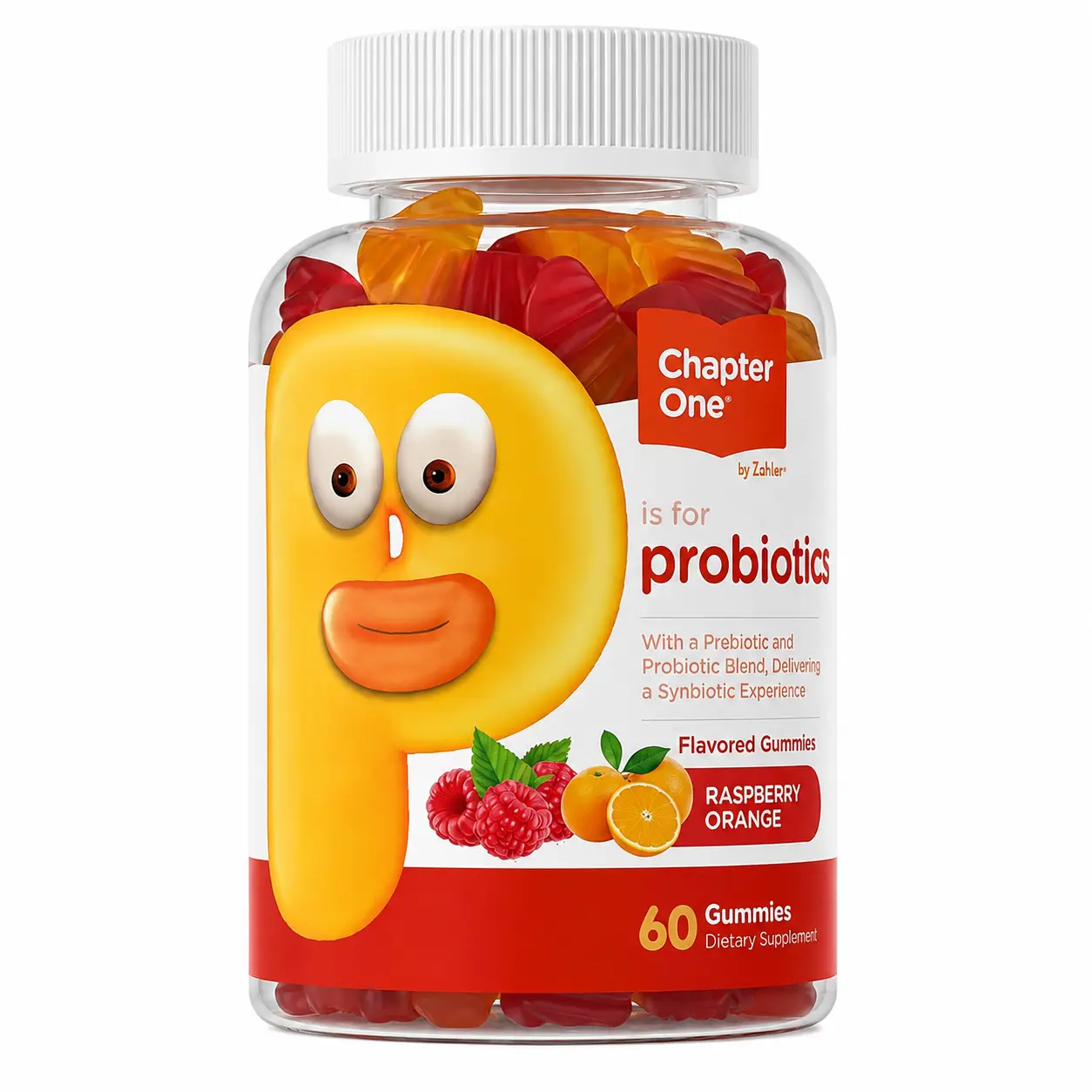 Zahler Chapter 1 Kids Natural Probiotic Gummy Dietary Supplement - Raspberry Orange Flavor, Prebiotic-Probiotic Blend, Vegetarian, Kosher, Non-GMO, Boosts Immunity, 60 Pieces
