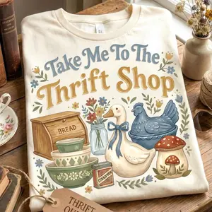 Take Me To The Thrift Shop Sweatshirt, Vintage Thrifting Graphic Crewneck, Retro Thrift Lover Sweater, Cozy Grandma Unisex Pullover