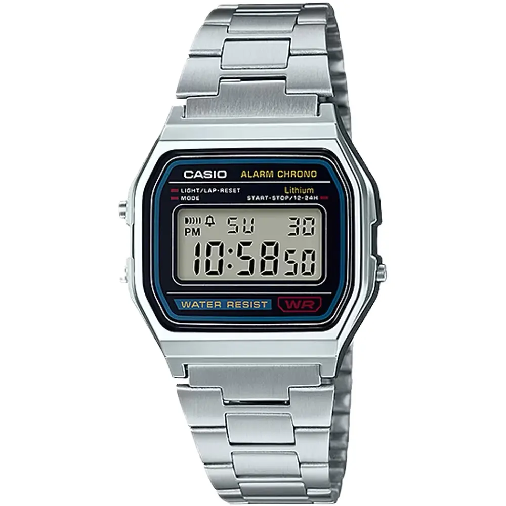 Casio Men’s Digital Watch with Silver-Toned Dial - A158WA-1