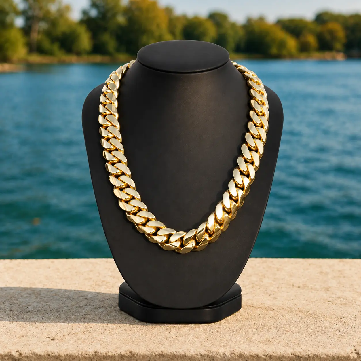 Miami Cuban Link Chain Necklace for Men - Heavyweight 14K Gold-Plated Stainless Steel, Chunky 8/12/16/20MM Widths, 18/22/24/28in Lengths, Secure Box Clasp with Double Safety, Hip Hop Streetwear Gift