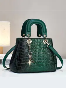 Crocodile Pattern Fashion Vintage Crossbody Bag, Multi-Functional Large Capacity, Stylish Design, New Women's Small Square Handbag, Adjustable Crossbody Bag