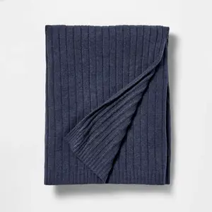 50"x60" Casual Mixed Rib Throw Blanket Navy - Threshold designed with Studio McGee