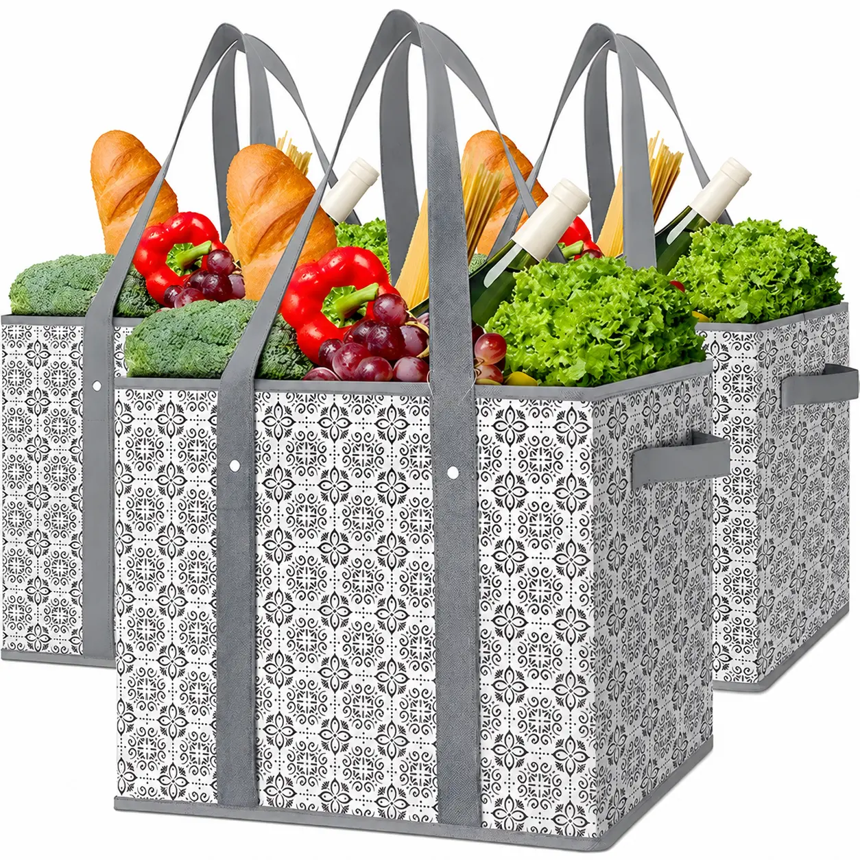Reusable Grocery Bags [3 Pack],Large Grocery Tote Bag Water Resistant Shopping Bags Foldable Grocery Bag for Clothes,Shoes and Picnic