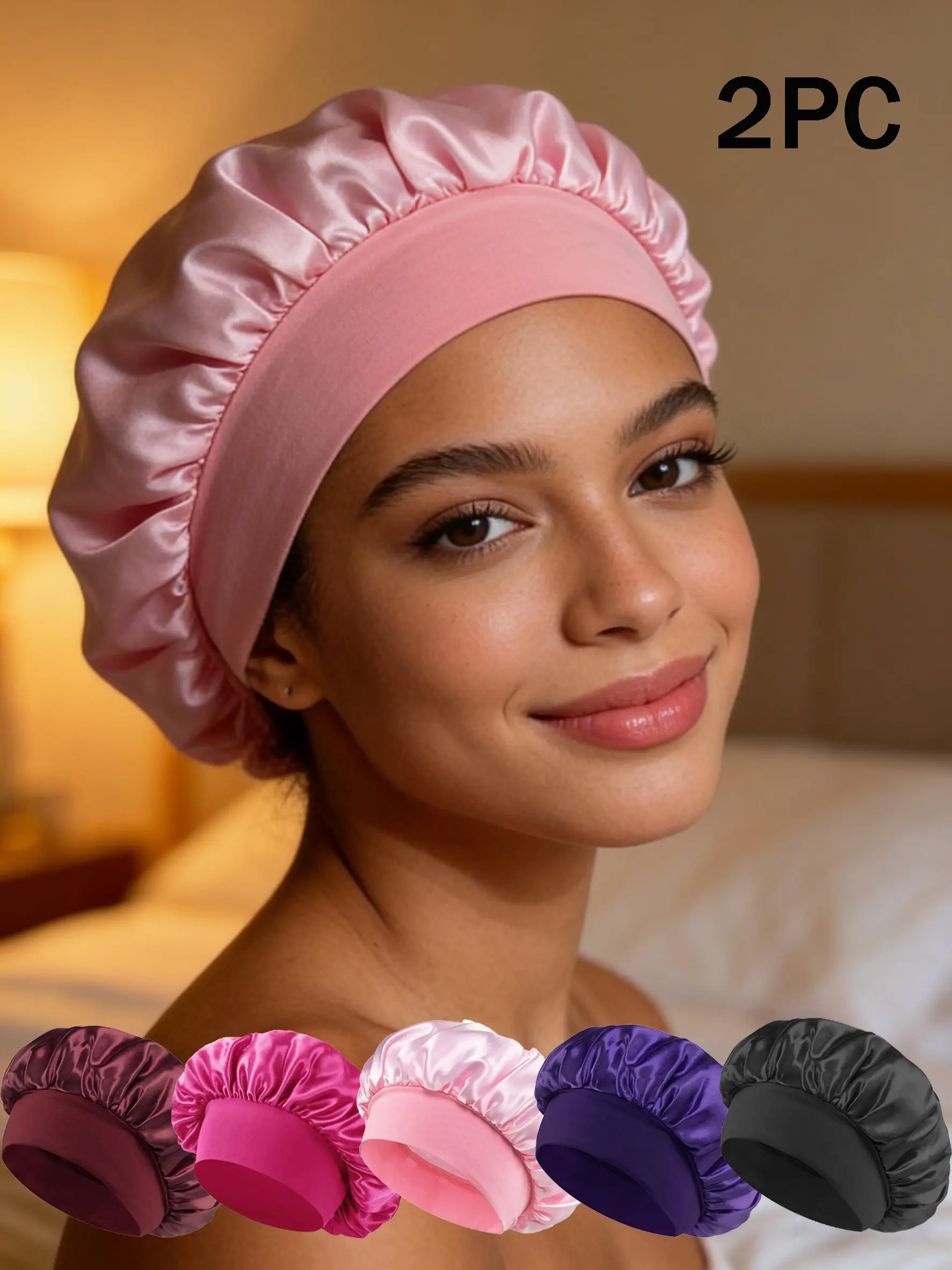 Satin Silk Sleep Cap Frizz Free Hair For Curls Curly Braid Protection Comfortable Silk Sleep Cap Satin Lined Hair Care Essential Haircare Adjustable Hair Bonnet