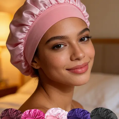 Satin Silk Sleep Cap Frizz Free Hair For Curls Curly Braid Protection Comfortable Silk Sleep Cap Satin Lined Hair Care Essential Haircare Adjustable Hair Bonnet