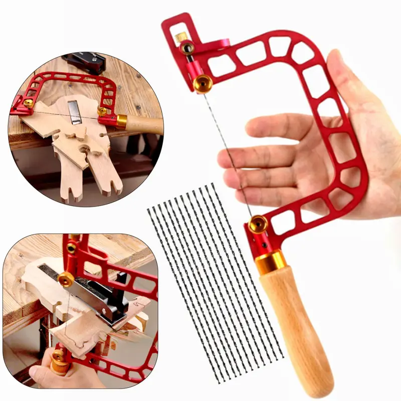Coping Saw Woodworking Drawing Wire Saw Aluminum Frame Curve Saw w/ Diamond Wire for Ceramic Grass Wood Accurate Cutting Hand Tools Saw Blades