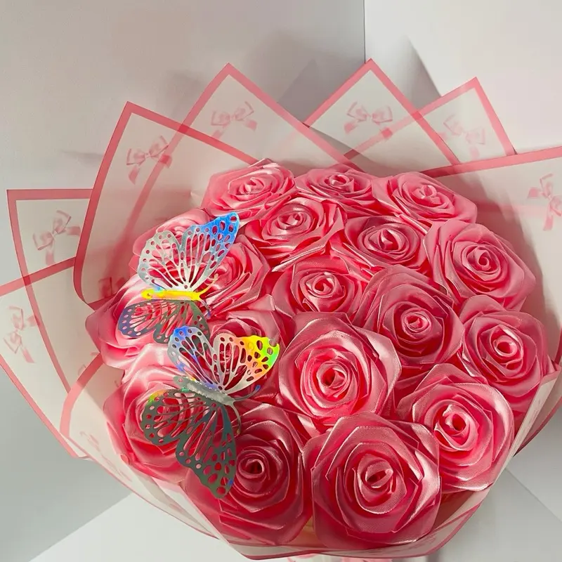 Pink Satin Rose Eternal Bouquet