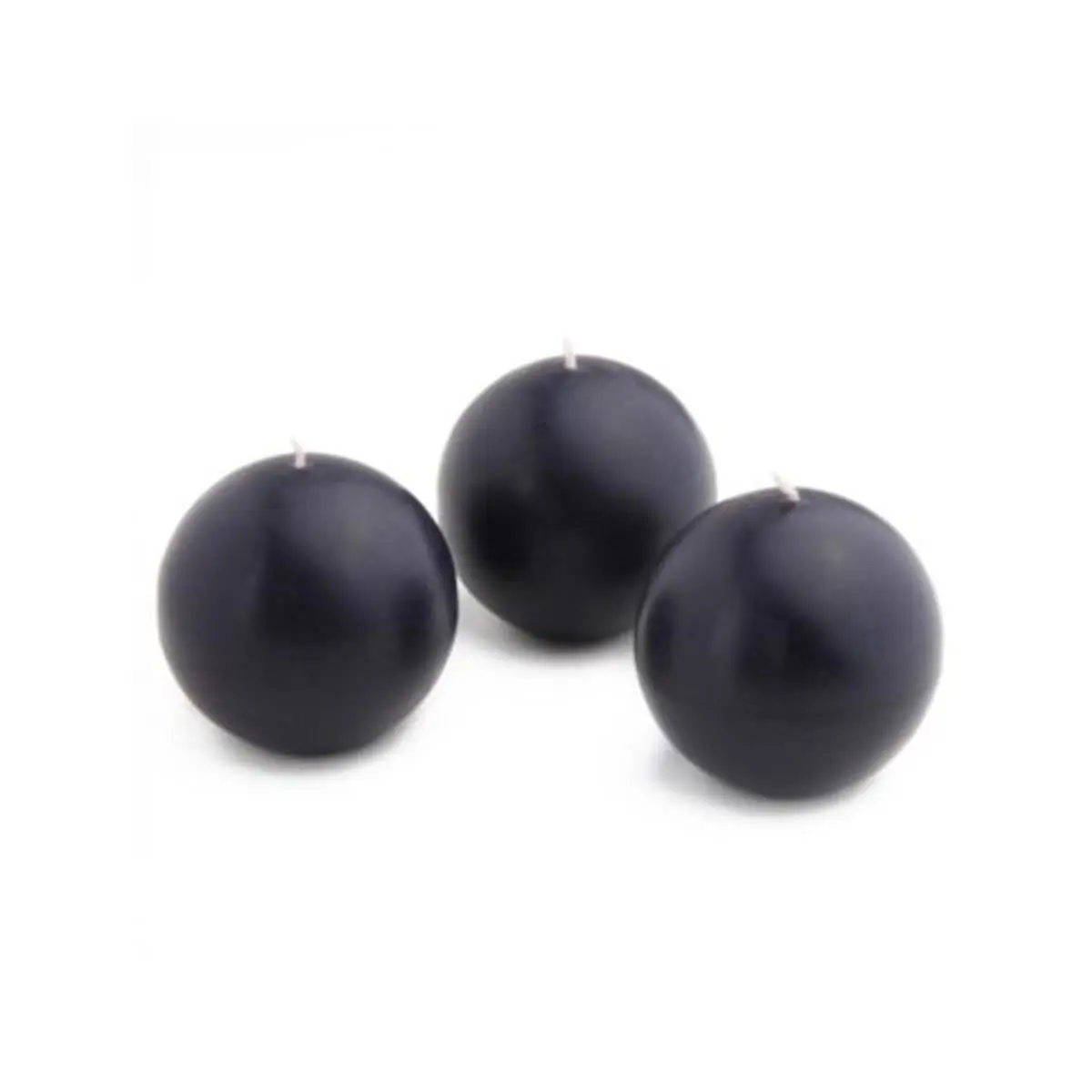 Decorative Black 2 in. Traditional Handpoured Wax Ball Candles - 12-Piece Box Pack, 7-Hour Burn Time Home Decor Candles