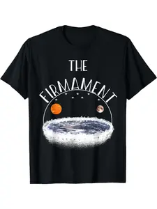 Men's Flat Earth Conspiracy T-Shirt - Firmament Theory Graphic Tee, Short Sleeve Round Neck Casual Shirt with Geometric Design for all-Season & easy Care (Machine Washable) - Conversation-Starter Top