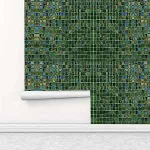 Mosaic Tile Pattern Self-adhesive Wallpaper, Waterproof Removable Wallpaper, Wall Decor for Home Living Room Kitchen Bedroom Dormitory
