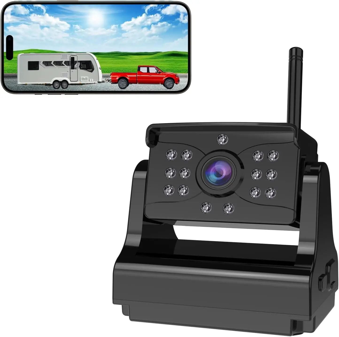 Wireless Backup Camera,Ultra Strong WiFi Signal Clear Picture Magnetic Rechargeable Rear View Reverse Back up Camera for Hitch Tow Gooseneck Travel Boat Horse 5th Wheel Trailer Truck Camper Pickup RV
