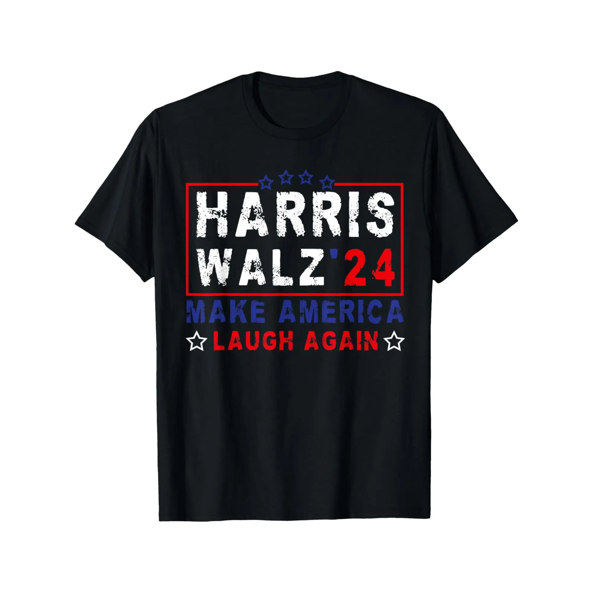 Make America Laugh Again Vote 2024 President Kamala-Harris Men's T shirt Comfort Fit Breathable, Soft, Slight Stretch, Alphabets Patterned, Round Neck T shirt Top For All-Season Wear, Essentialsen Made in USA， Slogan Tees ，Cotton， Tshirt