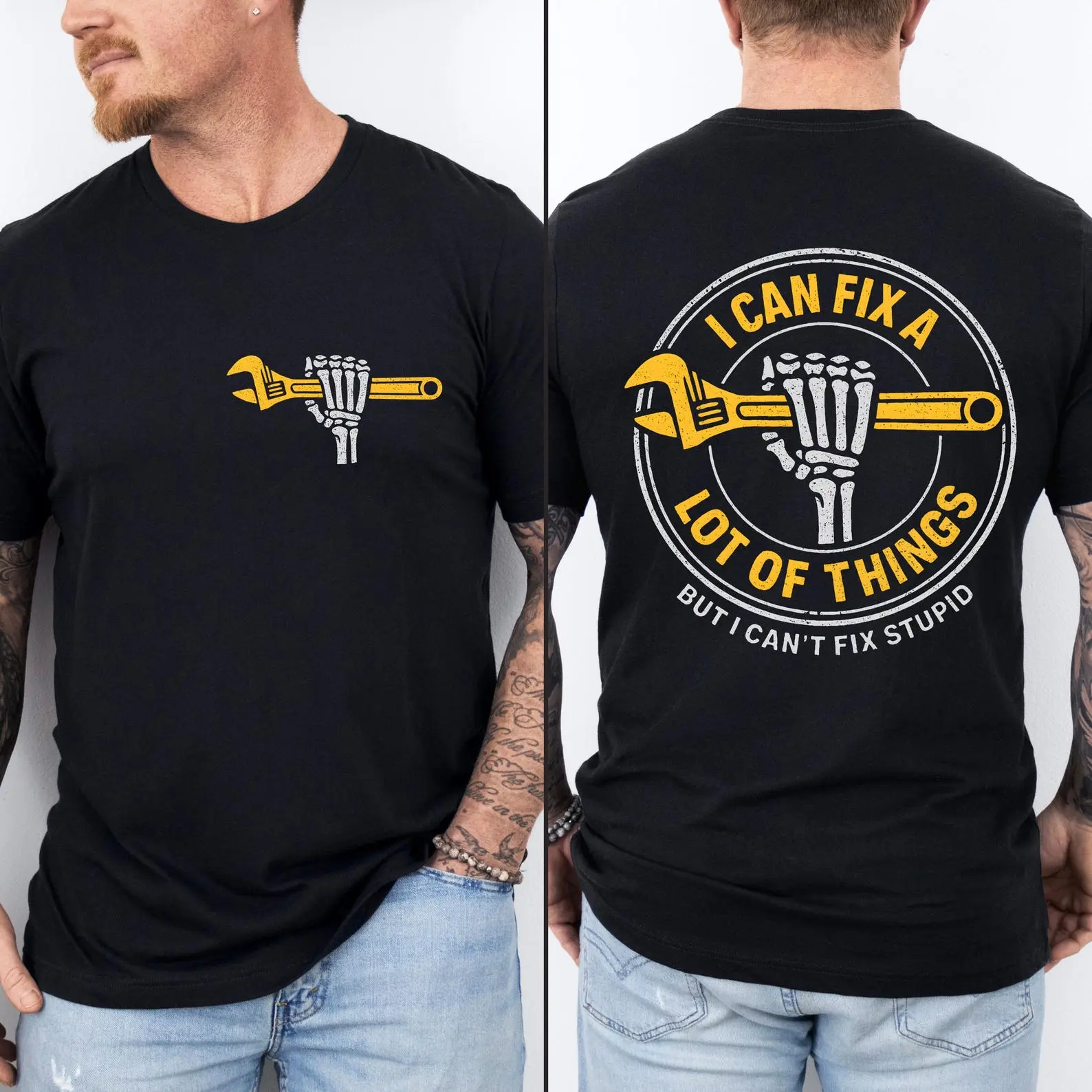 I Can Fix A Lot Of Things But I Can't Fix Stupid T-Shirt, Men’s Graphic, Father’s Day Husband r,Sarcastic Man Mechanic Tee