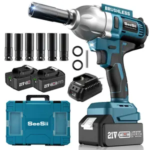 Seesii Cordless Impact Wrench - 885FT-LBS(1200N.m) High Torque Brushless Impact Gun with 2x 21V 4.0Ah Batteries, 6 Sockets & Heavy-Duty Case - for Car, Truck Tire Lug Nut Removal & Industrial Use, dealsforyoudays