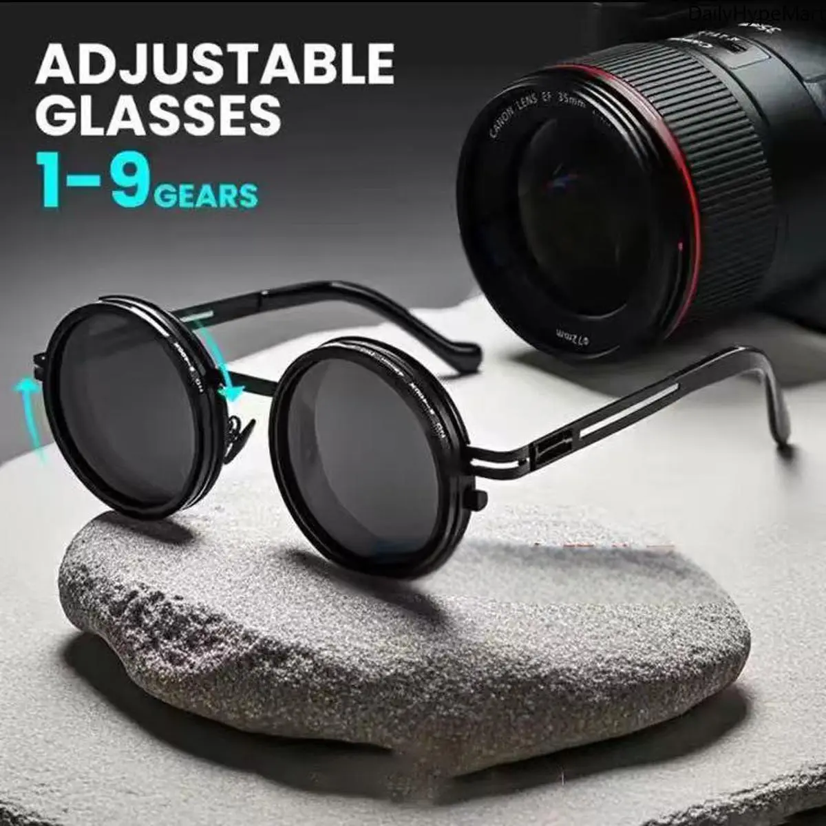Polarized Sport Sunglasses with Stepless Rotating ND9 Dimming Filter - Unisex Retro Design for Fishing & Cycling, Sports Biking Sunglasses, Outdoor Sports Glasses
