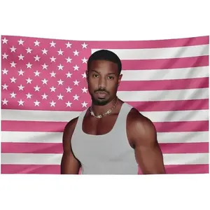 Pink America Michael B Jordan Flag wall tapestry poster for college dorm cave bedroom living room office party decoration gift-room decor