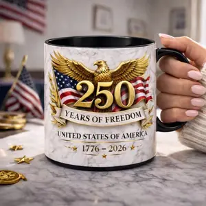 250 Years of Freedom Mug  - 1776–2026 Patriotic Eagle American Flag Coffee MMug-USA 250th Anniversary Gift for Veterans