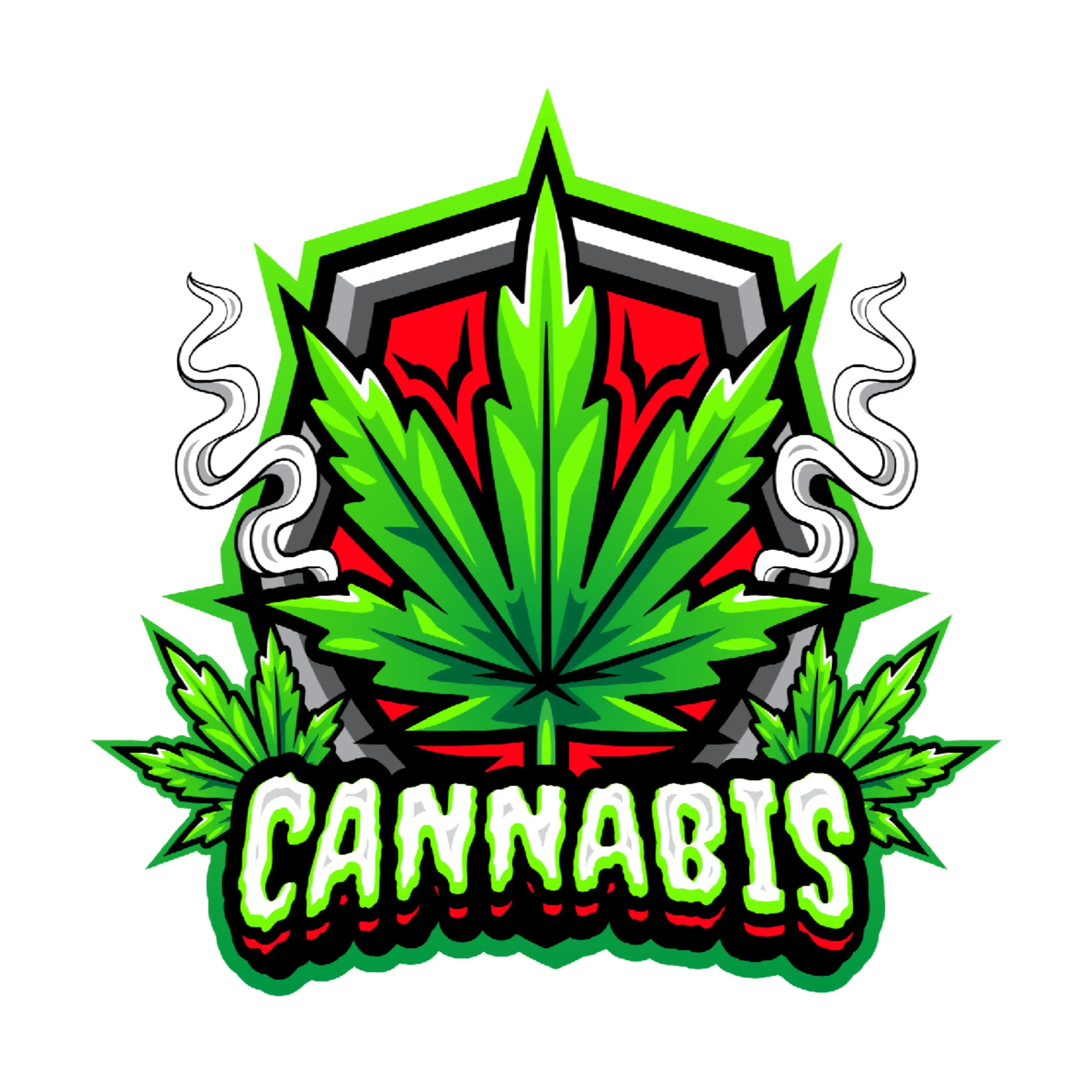 Cannabis Leaf Shape Square Gloss Finish Sticker - High-Quality Permanent Adhesive Vinyl Decal - Indoor/Outdoor Home Decor for Laptops, Water Bottles - 5x5 in