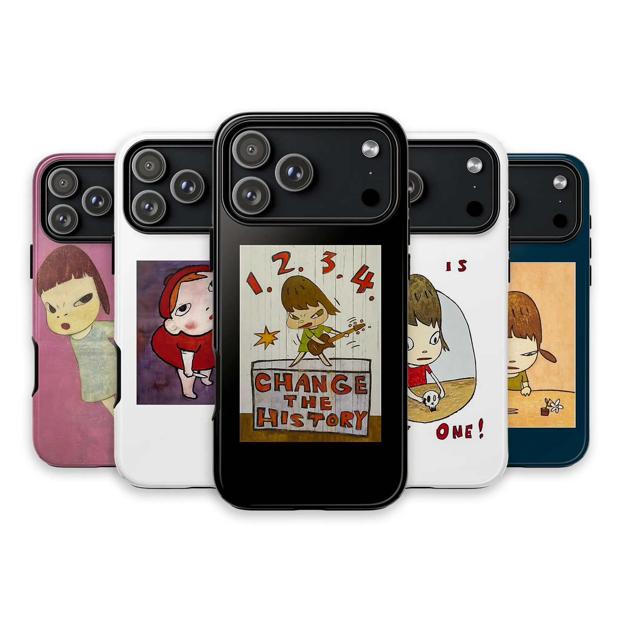 Yoshitomo Nara Inspired Moody Girl Glossy Tough iPhone Case Japanese Pop Art Aesthetic Protective Cover for iPhone 7 8 SE X 11 12 13 14 15 16 17 Pro Max