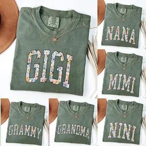 Comfort Colors Custom GIGI Moss  T-Shirt | Personalized Family Gift | Floral Mama Nana Auntie Mimi Gigi Grammy Shirt | Mother's Day Gift