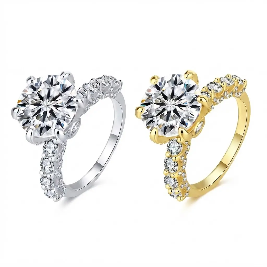 (Wedding Engagement Ring）925 Sterling Silver Synthetic Moissanite Ring