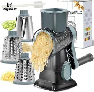 Rotary Cheese Grater, Rotary Cheese Grater with 3 replaceable stainless steel blades for cheese, potatoes, nuts and chocolate, great for the kitchen, great gift for mom!