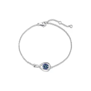 "Infinite Embrace" June Birthstone Alexandrite Stone Infinity Symbol Sterling Silver Bracelet