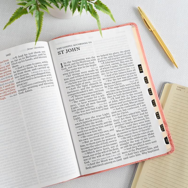 KJV Holy Bible, Giant Print with Cross-References, Soft Pink LeatherTouch with Floral Cover Design, Thumb Index, Ribbon Marker, Red Letter, Full-Color Maps, Easy-to-Read MCM Type, King James Version