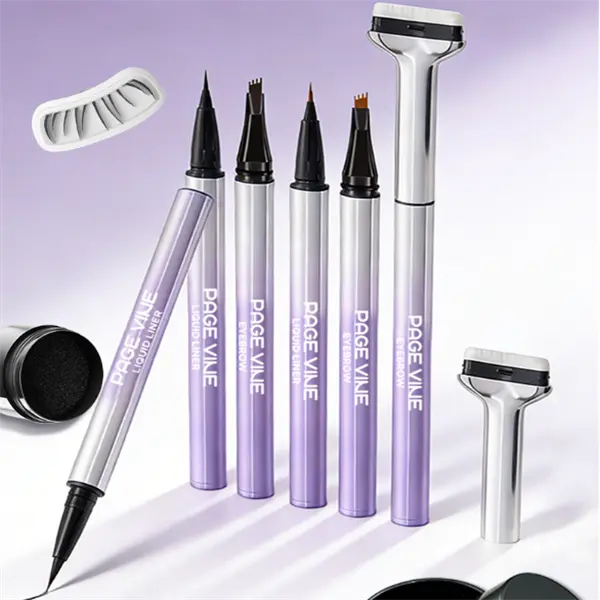 3-in-1 eyeliner pen and eyebrow makeup tool set, waterproof, anti smearing, fast drying eye makeup set, and eyeliner pen with lower eyelash seal for a long time.