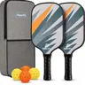 PowerFly Pickleball Paddles Set of 2, Fiberglass Surface Pickleball Set with 2 Pickleball Rackets,4 Pickleball Balls,1 Portable Carry Bag, Pickle Racket Set ​for Men Women (Aero Gray)