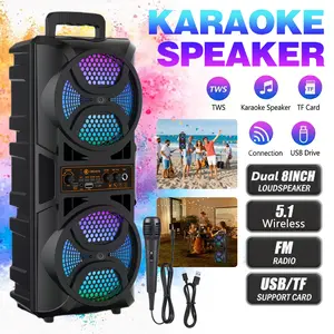 Portable wireless Bluetooth speaker, dual speakers/supports dual pairing, with microphone, RGB lighting, supports SD card, FM, USB, and subwoofer; perfect for gatherings, beach parties, music parties, birthday parties, and as an Easter gift