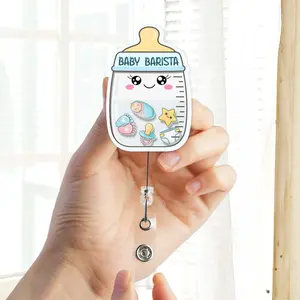 Baby Barista Shaker Badge Reel, NICU Nurse Badge Reel, Labor Delivery Nurse ID Holder, Cute Baby Bottle Acrylic Badge, New Mom Gift