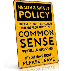 Funny Health & Safety Metal Sign "USE COMMON SENSE OR PLEASE LEAVE" Humorous Retro Wall Art & Home Decoration, Wall Decor & Bedroom Decor for Office, 8×12 Inch Aluminum, Vintage Rustic Style, Ideal Gift for Humor Fans & Workplace Decor Lovers