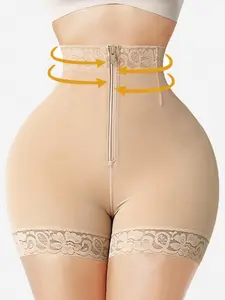 1 Count Women's High Waist Compression Shapewear Bottoms, Fajas, Tight-Fitting Shorts, Breathable And Comfortable Panty, Butt Lifting And Firm Tummy Control Briefs, Lace Anti-Slip Strip, Perfect For Daily Wear And Office Use