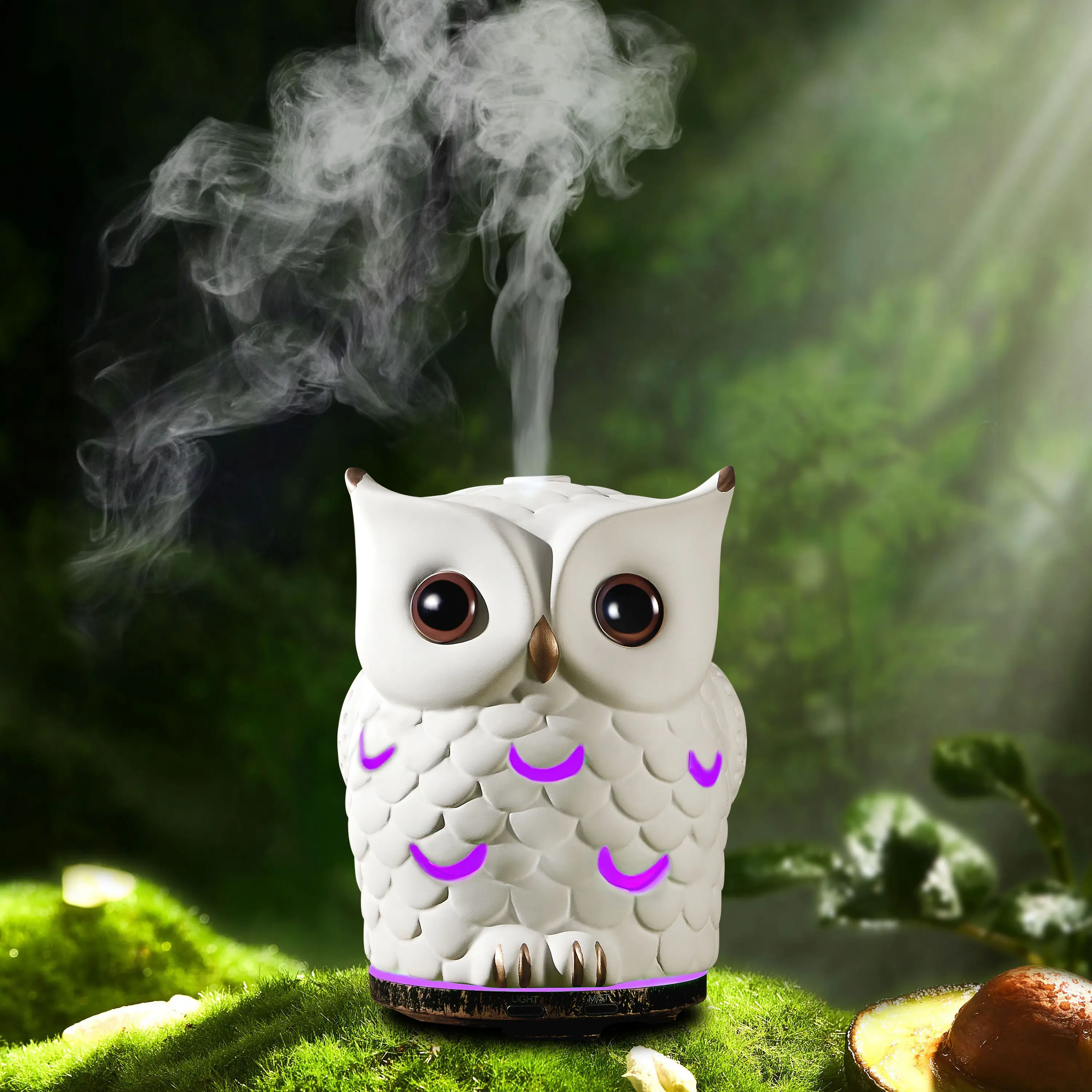 Ceramic Essential Oil Diffuser 200ml,Ultrasonic Aromatherapy Cool Mist Humidifier with 7-Color LED Night Light,Waterless Auto-Off & Timers,Vaporizer for Home Office Bedroom Decor