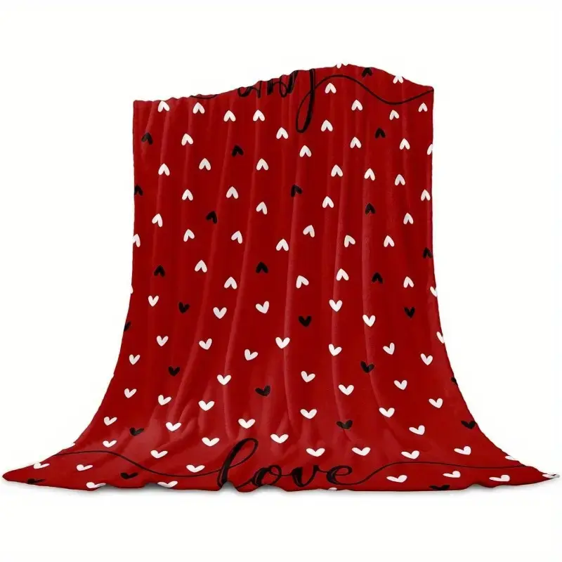 Valentine's Day blanket Soft warm comfort blanket for sofa travel Camping Home decor Black and white Love Red