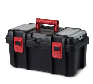 Plastic Tool and Hardware Storage - 16-inch Toolbox, Black