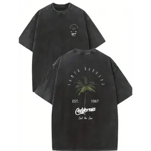 valentine shirts Men's Retro California Style Cotton T-Shirt-"Est.1989" Coconut Tree Design, Short Sleeves, Round Neck, Casual Summer Clothes, Machine Washable, Summer Casual Clothes |TiedyeT T-Shirt Back Design, Retro T-Shirt.