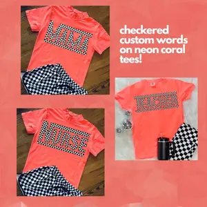 checkered mama neon coral custom graphic tees Comfort Shirt
