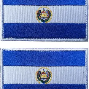 2 PCS AliPlus EI Salvador Flag Patches Embroidered Tactical Military Morale Patc