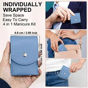 Portable Nail Care Tool Set, Four-In-One Combination Includes Straight Scissors, Angled Scissors, File, Ear Spoon, High-Quality Home Manicure Kit