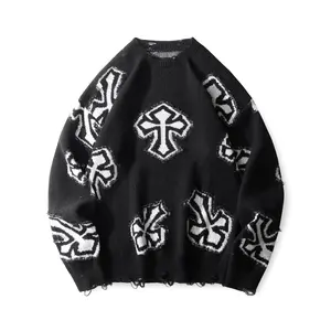 Simple Style Pullover Sweater, Unisex Long Sleeve Polyester Knitwear, Comfortable Casual Fashion Top for Daily Streetwear