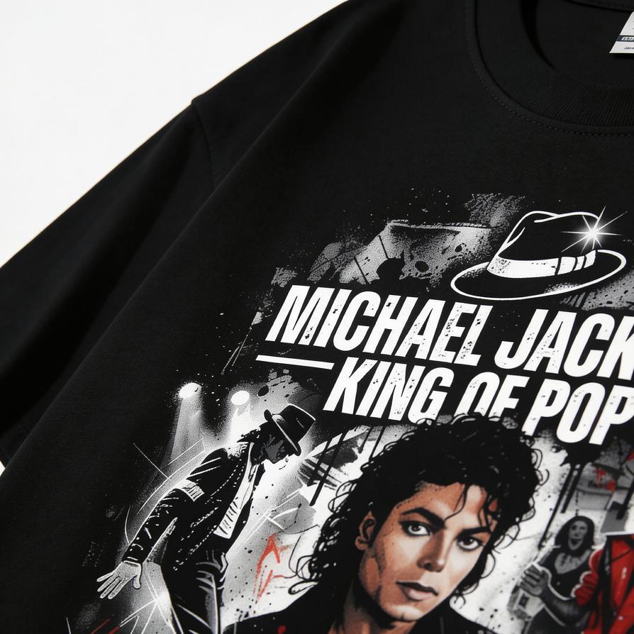 Michael Jackson King Of Pop Halftone Graphic T-Shirt Design Suitable For Black Apparel