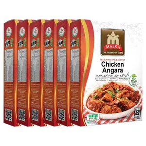 Malka Chicken Angara Recipe Mix 50g | 1.76 oz | Authentic Gourmet Spice Powder for Spicy Chicken Curry | No MSG Added, Vegan, Non-GMO, Gluten Free & Halal | Pack of 6