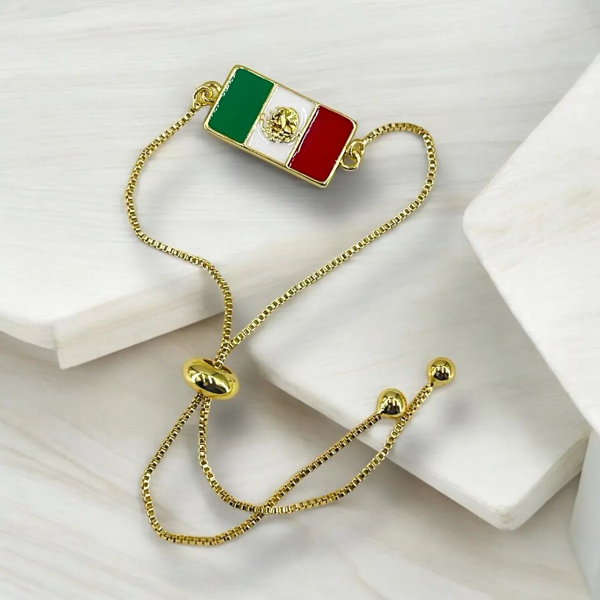 Mexican Flag Bracelet 18k Gold Plated/