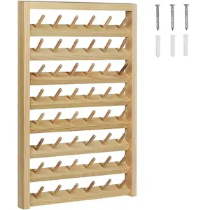 48-Spool Wooden Thread Holder — Sewing and Embroidery Thread Rack Organizer