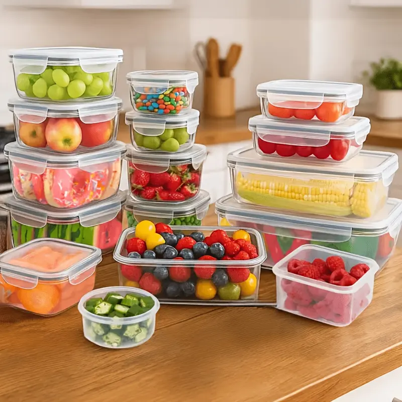 20pcs(10 Lids + 10 Box)，Food Storage Containers Set With Easy Snap Lids, Meal Prep Airtight Plastic Containers, Lunch Containers For Kitchen, Pantry, Home, Free Labels & Marker